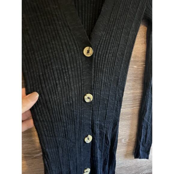 Free People Free-Est Hailee Long Sleeve Sweater Dress Waffle Black XS Button - Picture 5 of 12